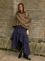 Dark Bat-Sleeve Hooded Cloak Coat