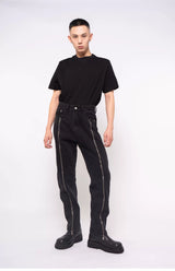 Men's Black White Padded Line Tee