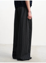 Tie-Front Striped Pleated Linen Pants