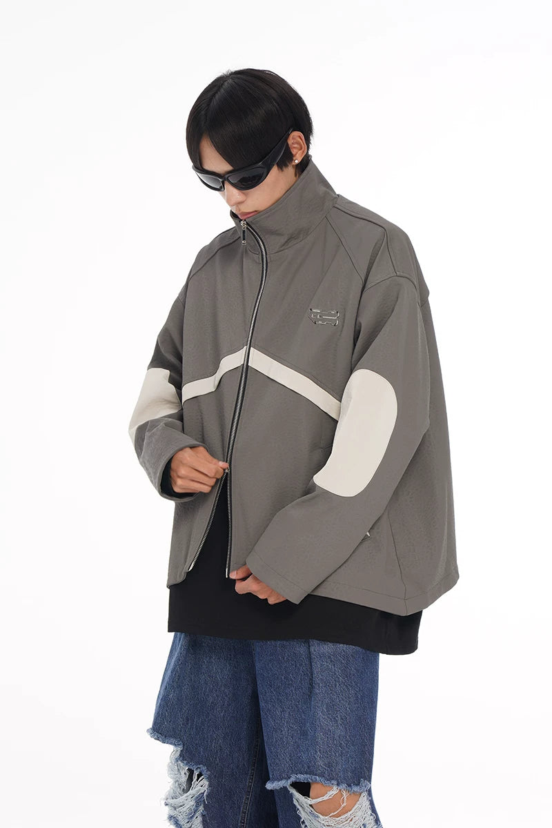 Back Zip Cropped Turtleneck Leather Coat