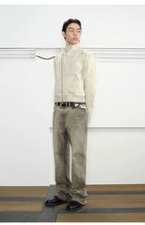 Mud-Dyed Distressed Bootcut Jeans