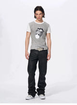 Men's Skull Print Plaid Tees