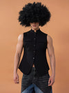 Black Slim Stand Collar Chinese Vest