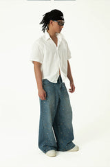 Unisex Loose White Cropped Short-sleeve Shirts