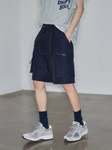 Magnetic Belted Elastic Multi-pocket Shorts