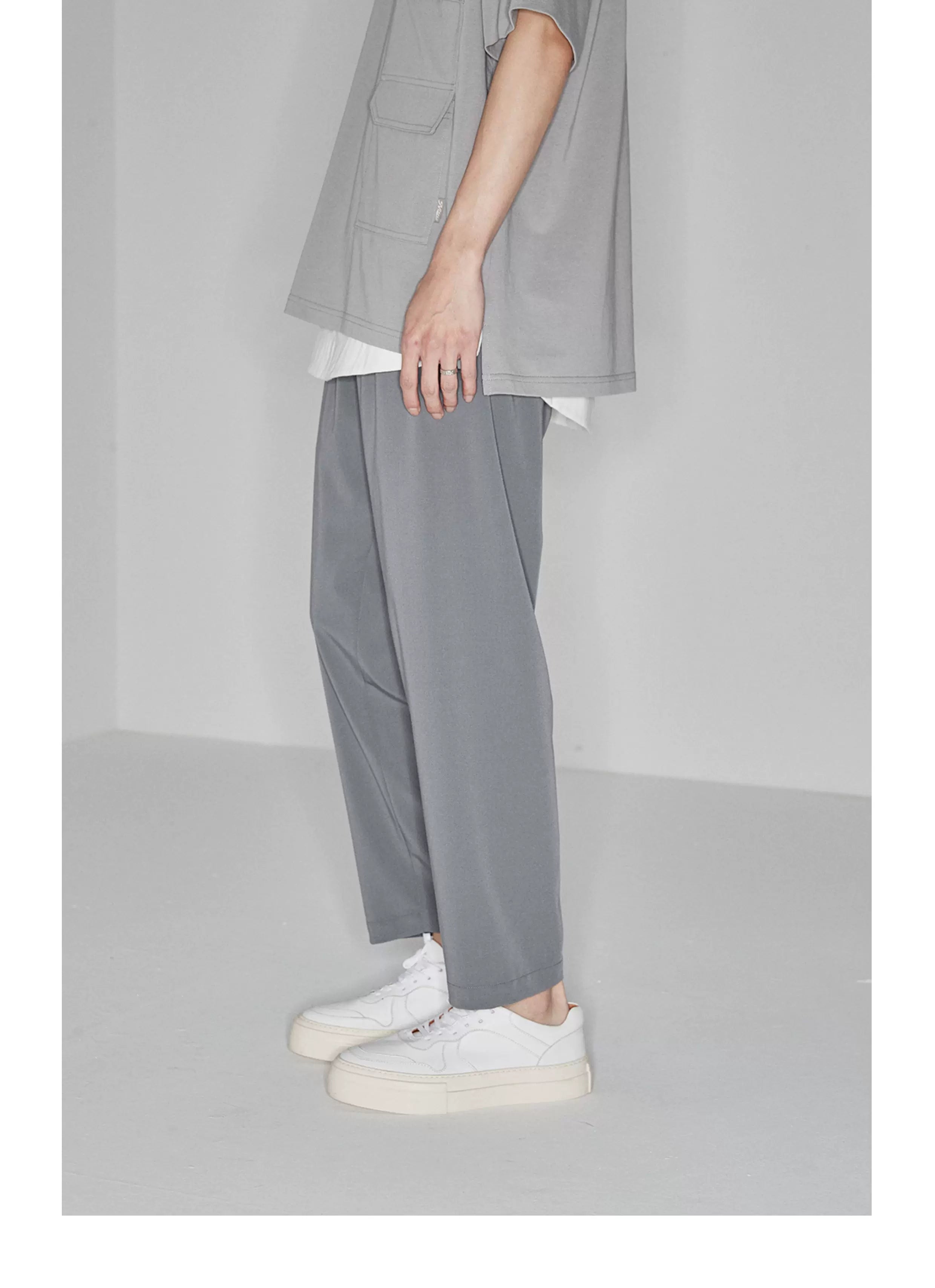 Drapey Stretchy Elastic Waist Cropped Pants