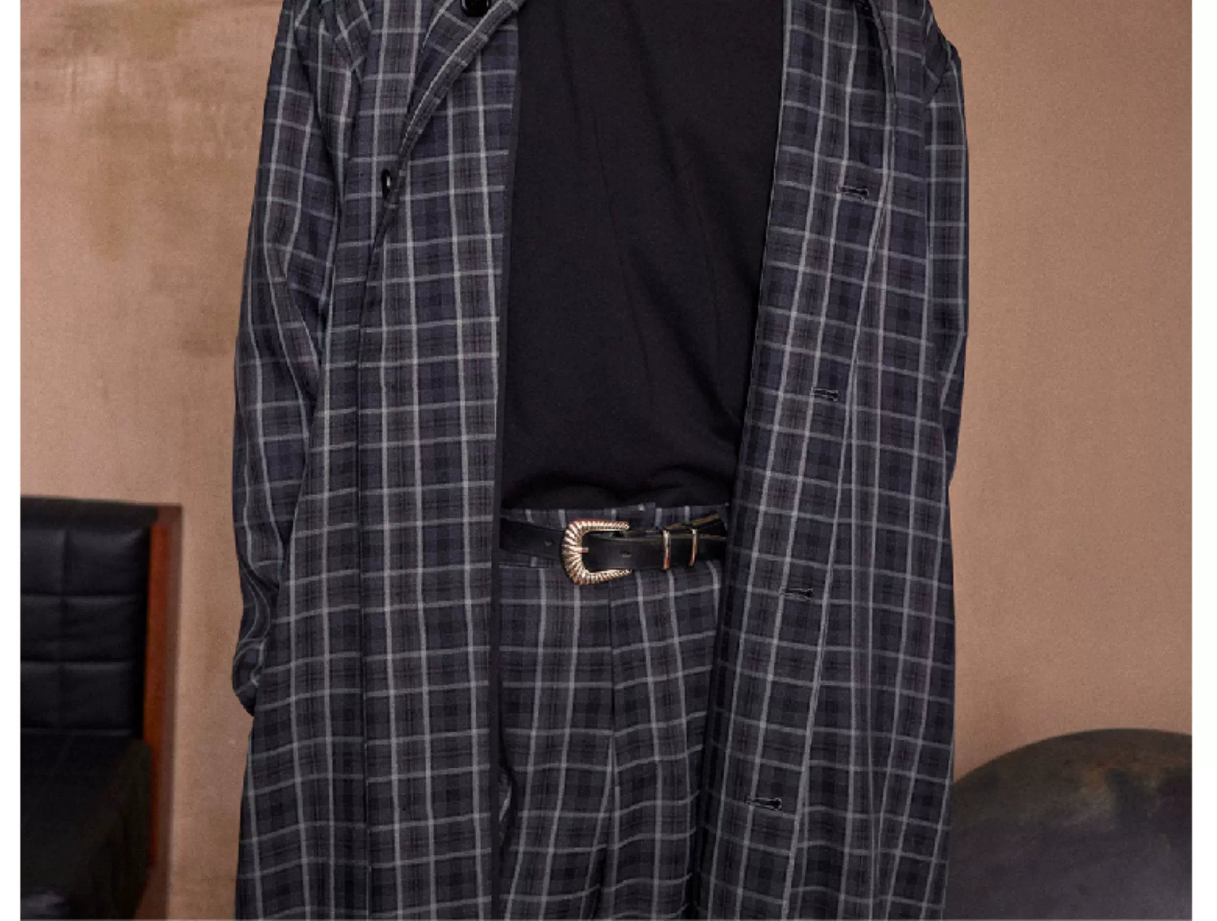 Lightweight Plaid Hooded Robe Set