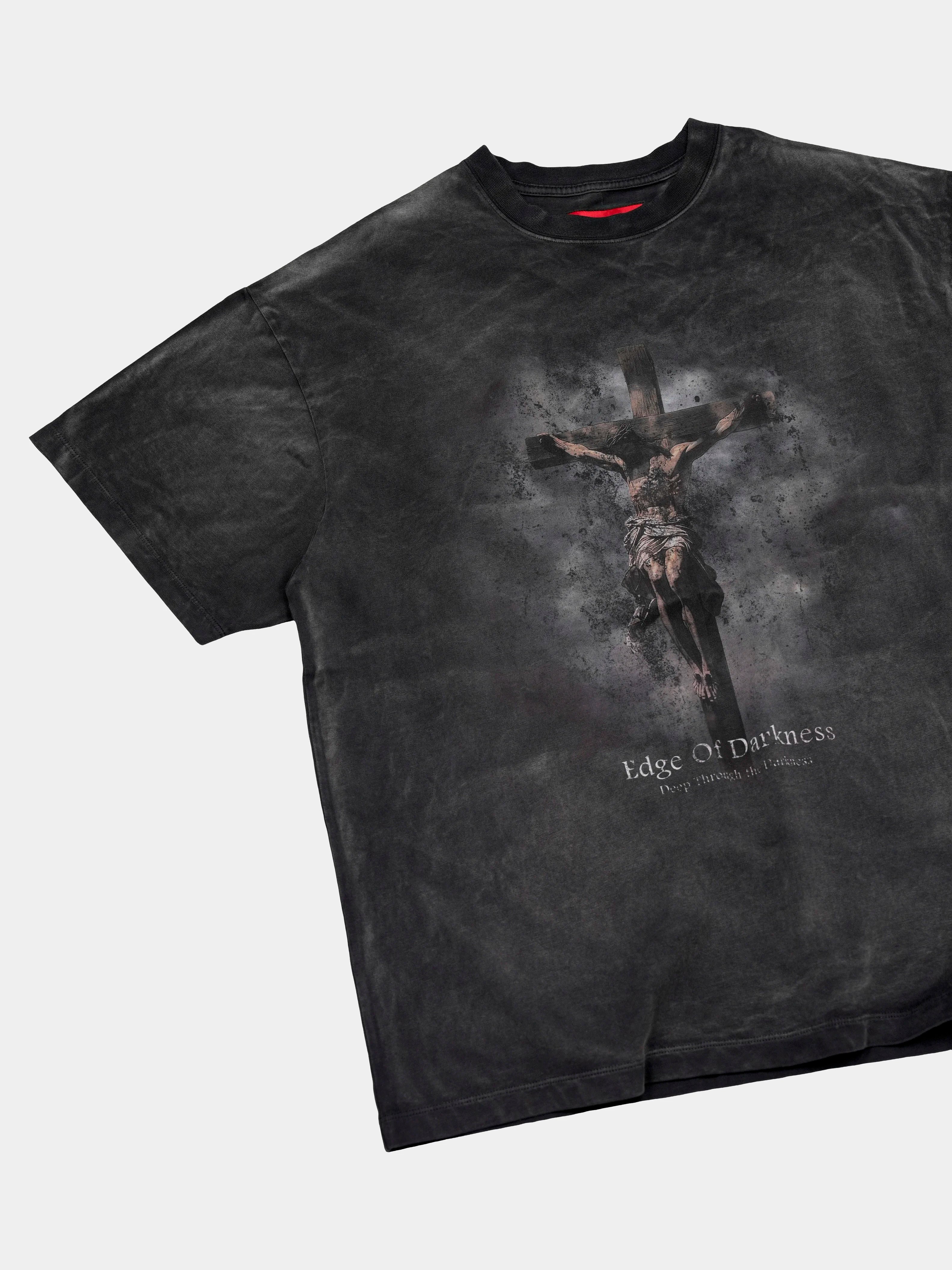 Heavyweight Loose Washed Gray Printed Tee