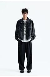 Vintage Faux Leather Multi-Pocket Cropped Jacket
