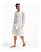 White Embroidered Long Sleeve Shirts