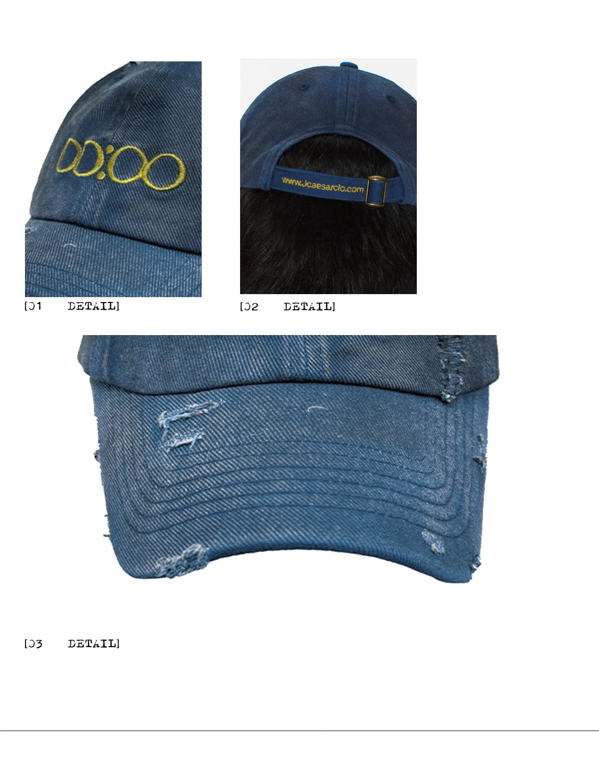 Gas Blue Long Brim Distressed Caps