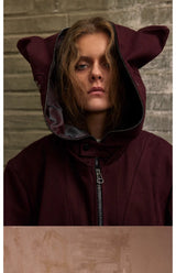 Cat Ear Zip Hooded Work Jacket