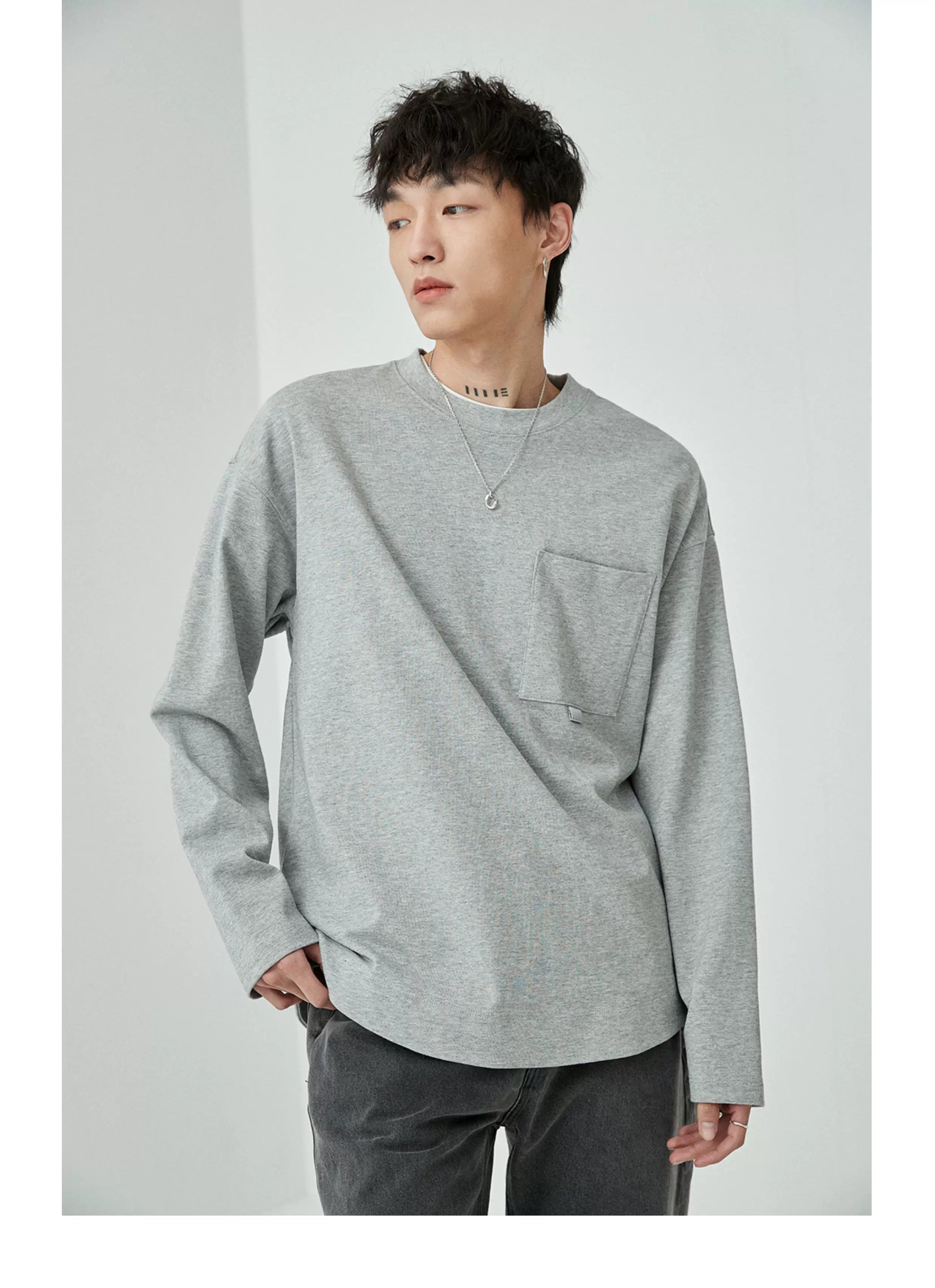 Ribbon Pocket Long Sleeve Tee