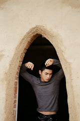 Lightweight Wool Slim Triangle Neck Sweater