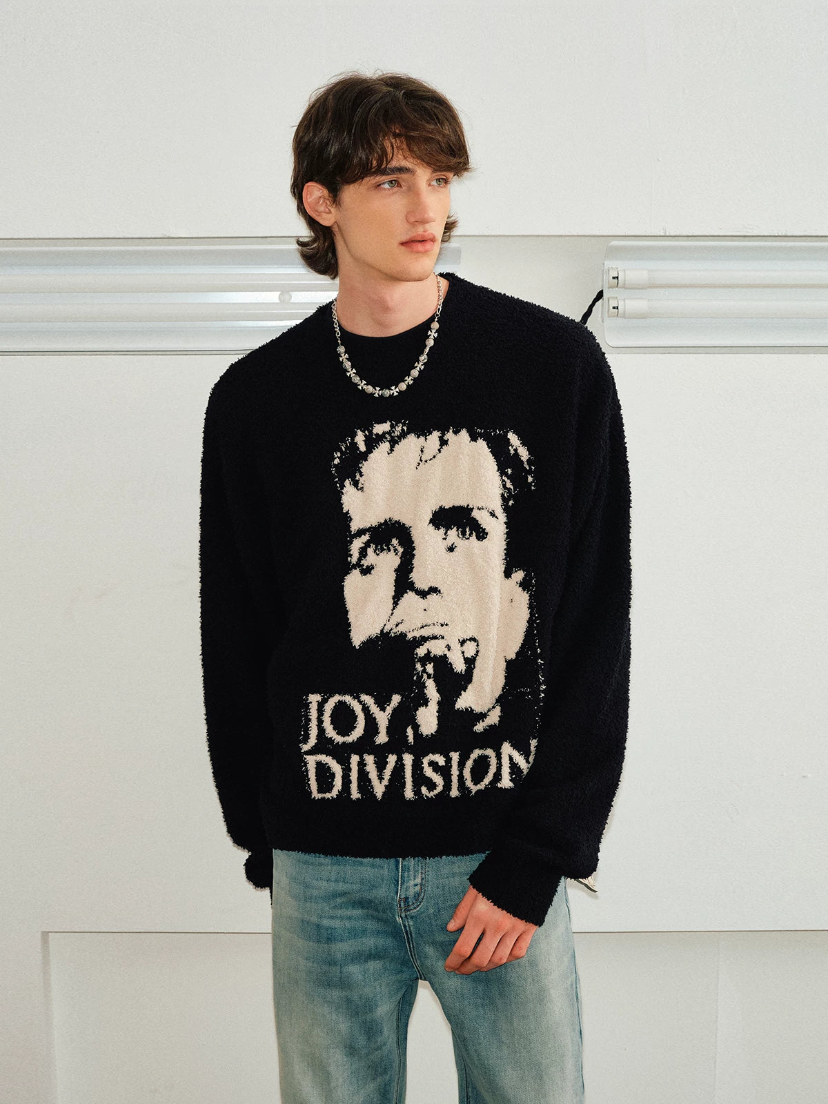 Couple’s Faux Mink Portrait Jacquard Sweaters