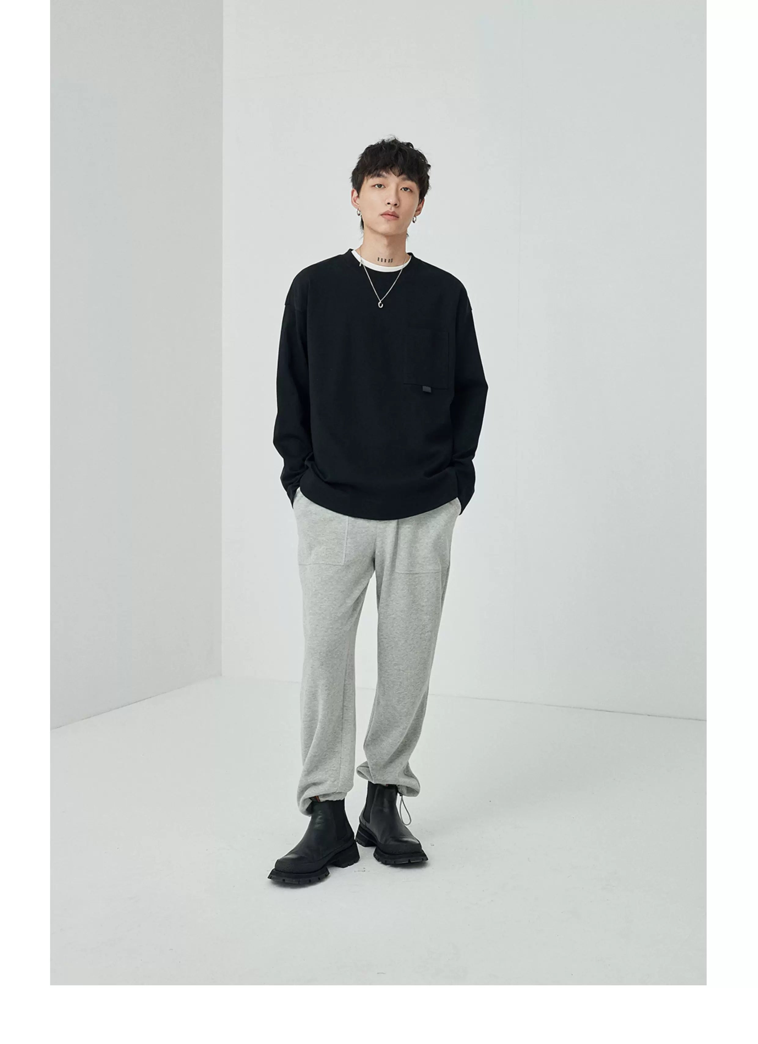 Ribbon Pocket Long Sleeve Tee