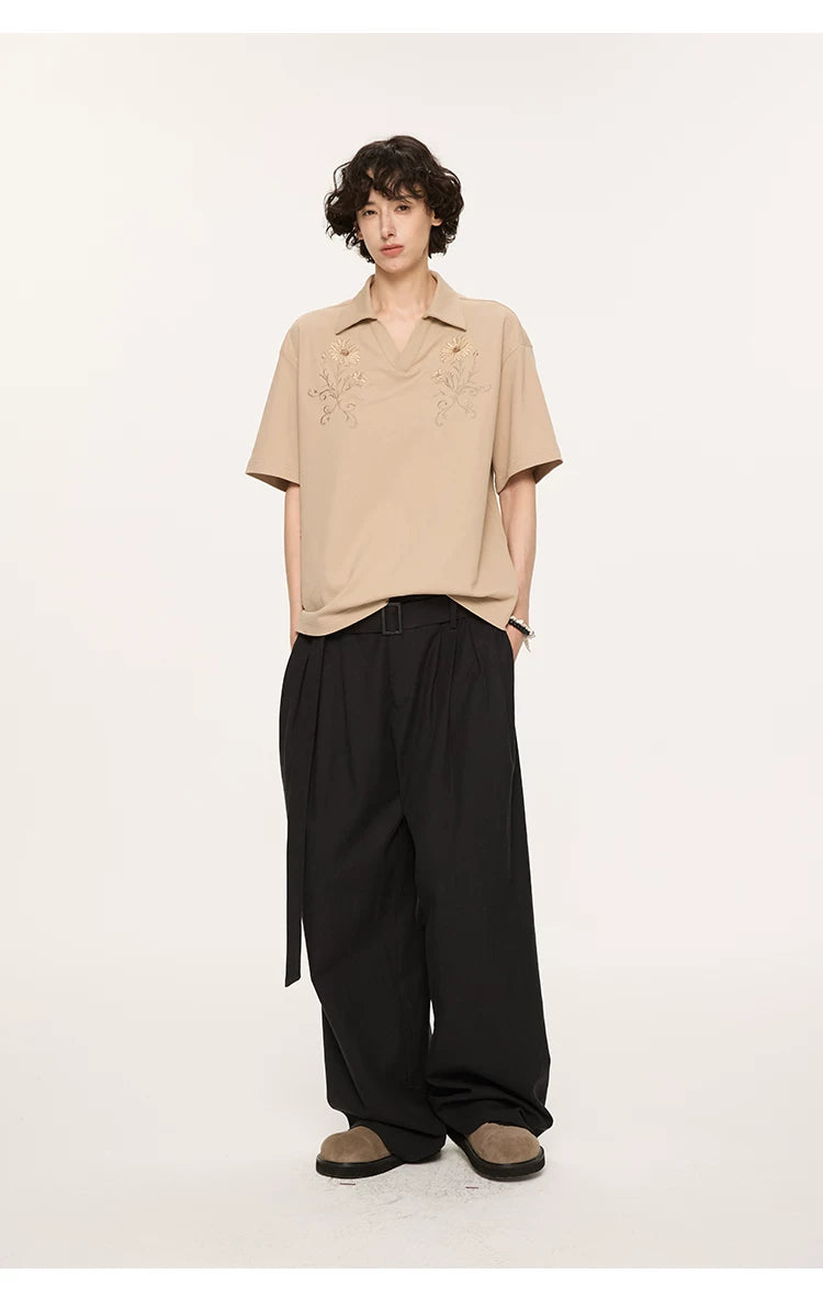 Embroidered Seagull V-neck Polo Shirts