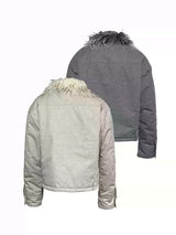 Fitted Two-tone Grid Fur Collar Jacket