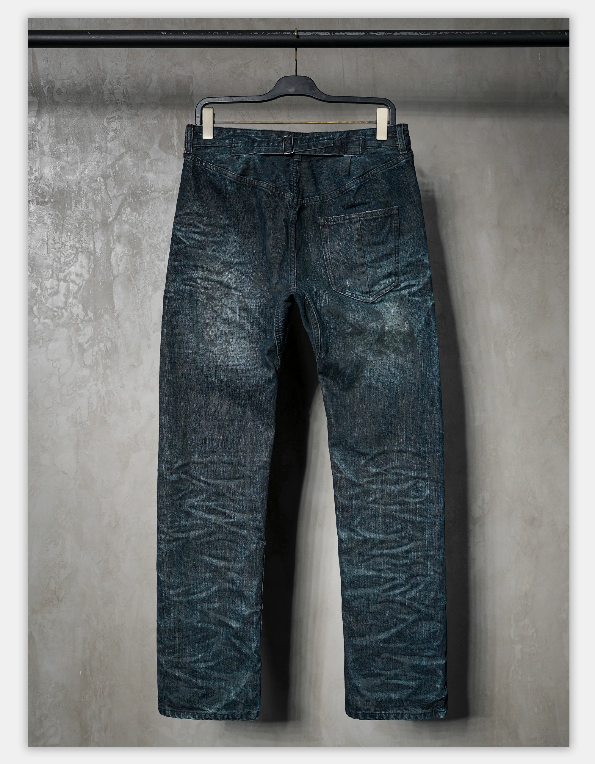 Distressed Washed Blue Straight Leg Jeans