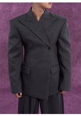 Vintage Casual Dark Grey Structured Blazer