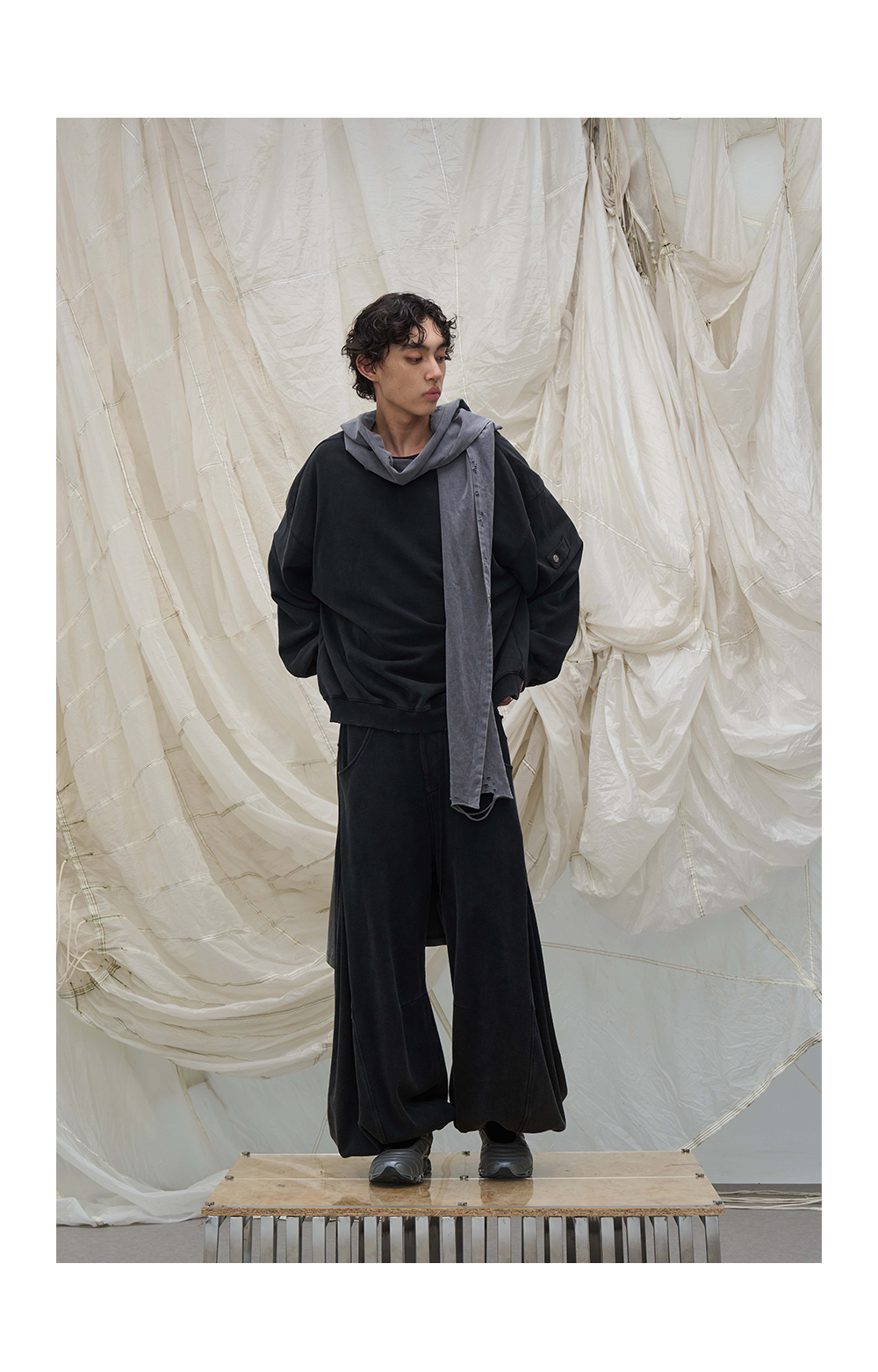 Casual Washed Detachable Tee Flap Sweatpants