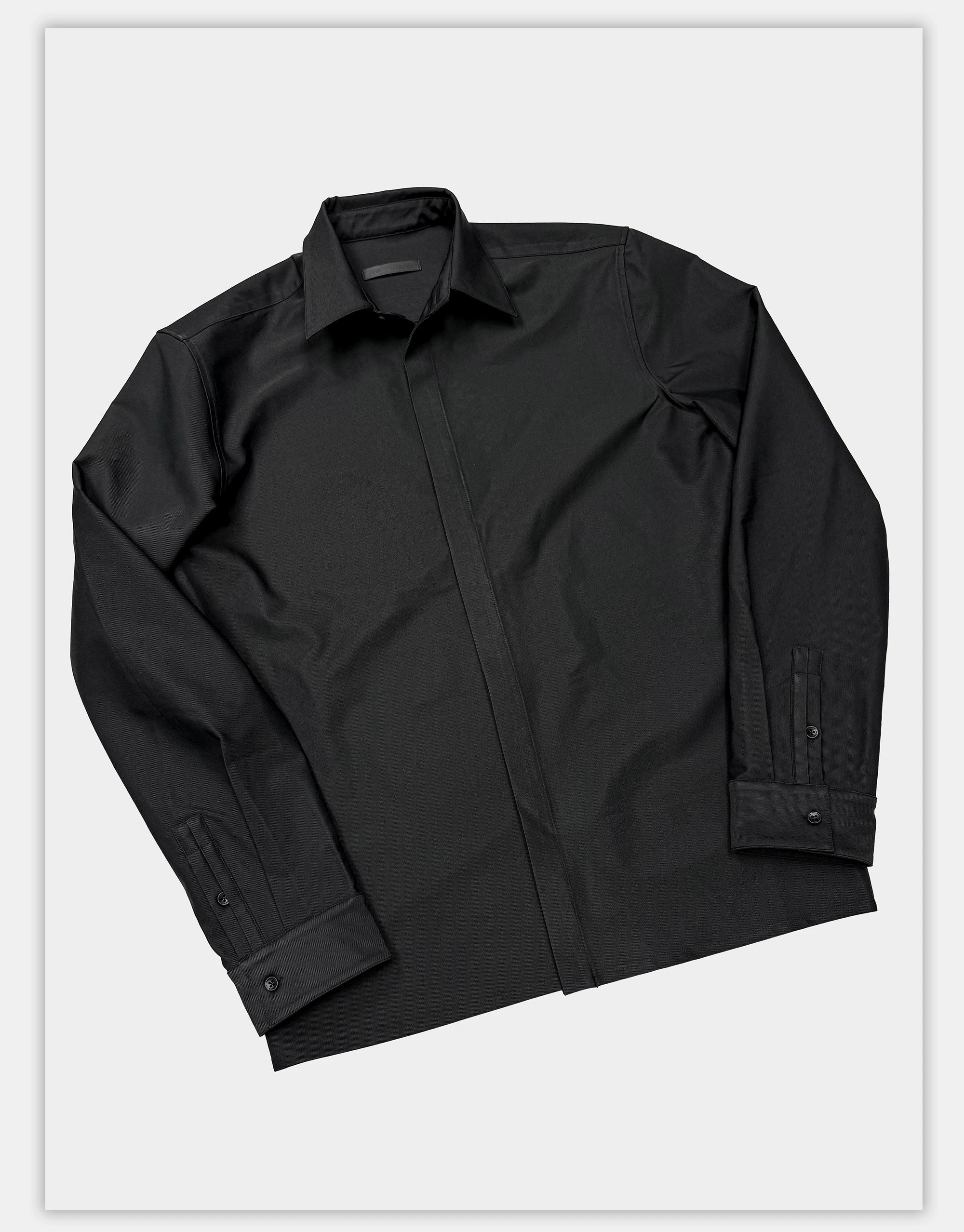 Long Sleeve Ribbed Point Collar Shirt
