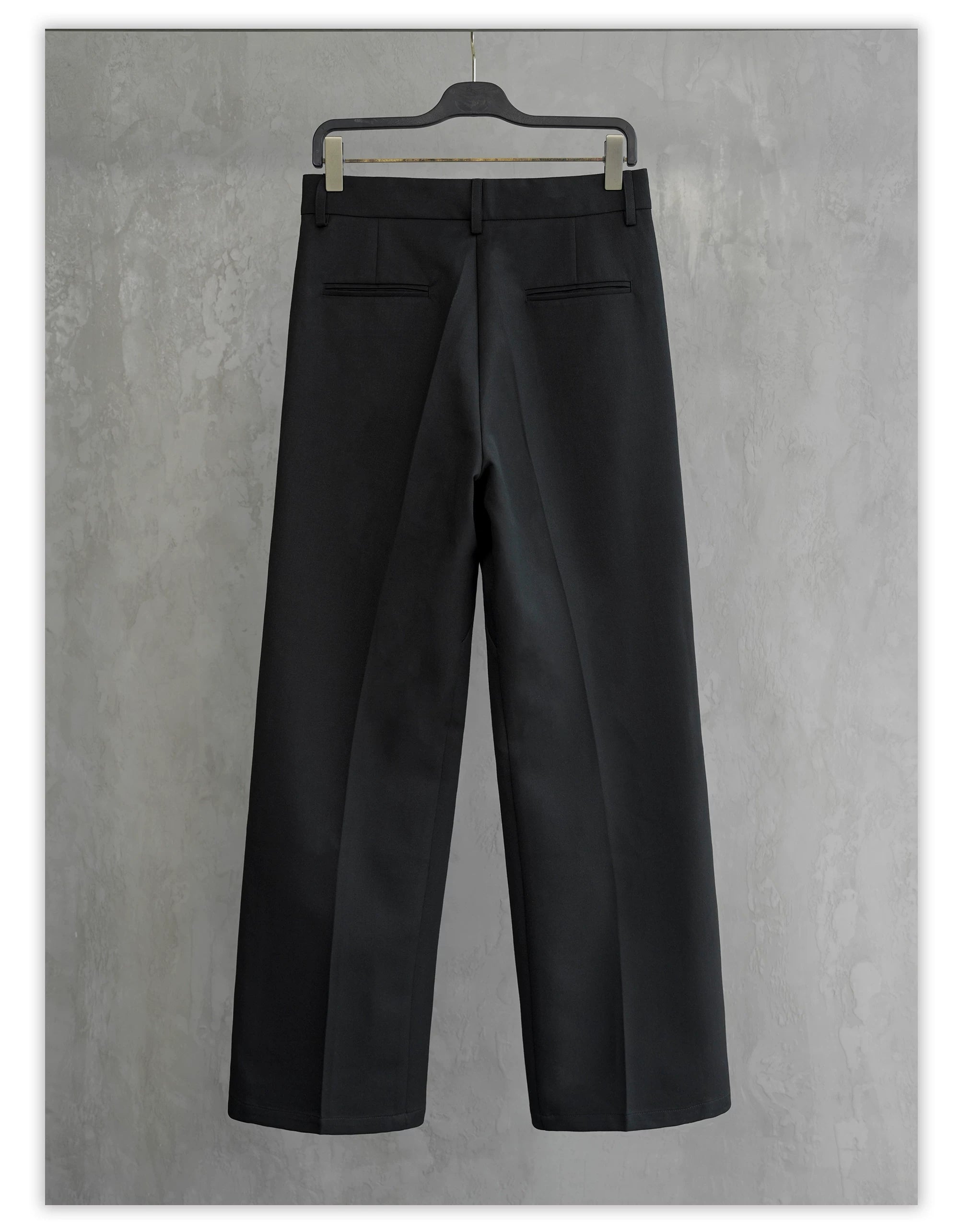 Wrinkle-Resistant Wool Straight Leg Slit Pants