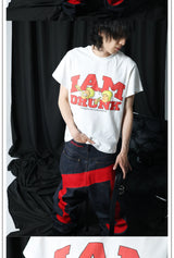 White Drunk Print Short Sleeve Tee