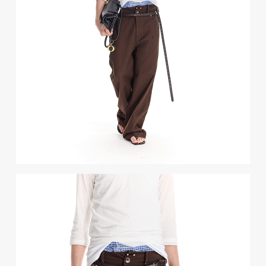 Men's Rivet Washed Distressed Straight Pants