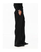 Black Vertical Striped Wool Dress Pants