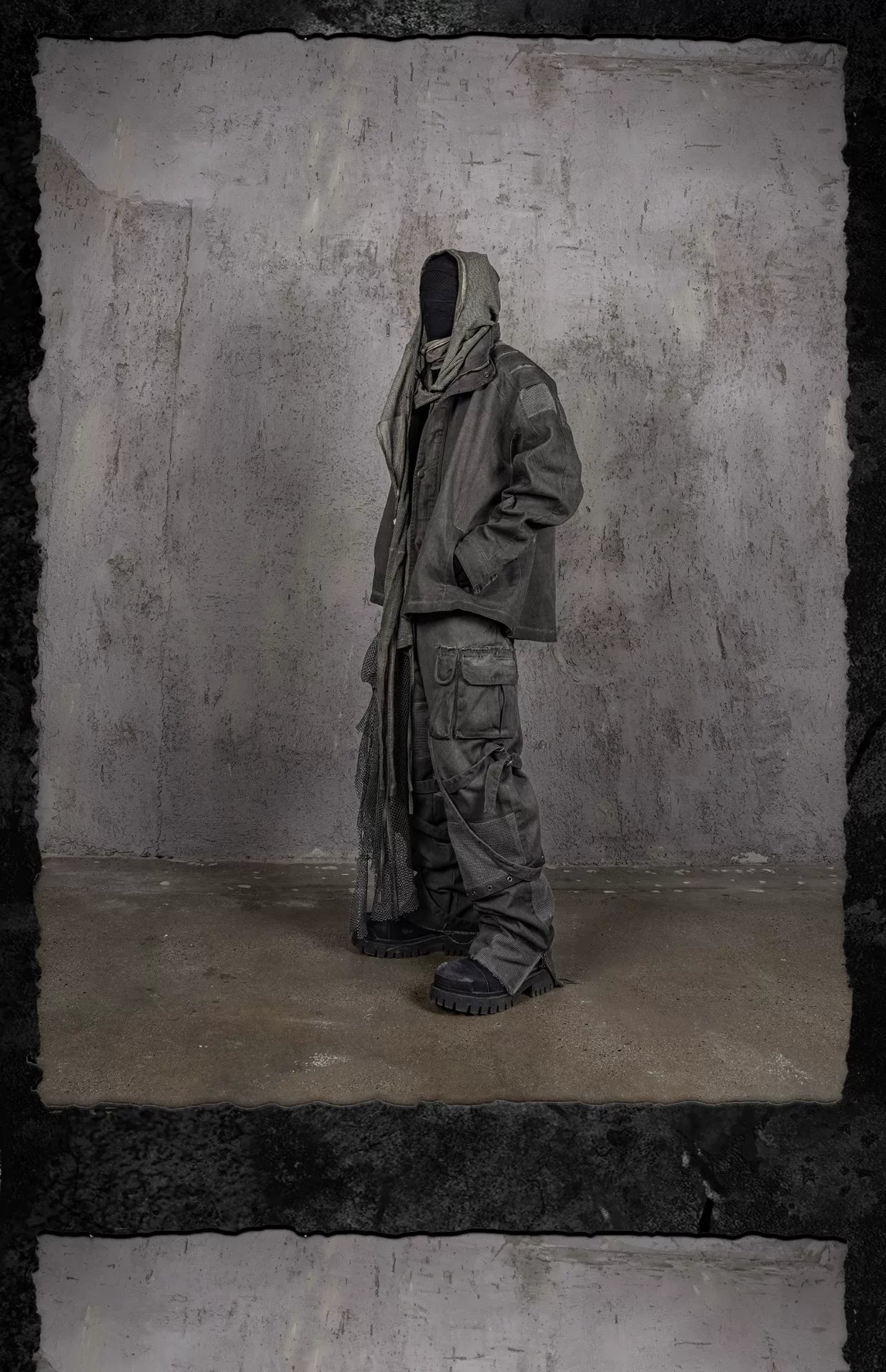 Distressed Patchwork Strapped Scavenger Jacket