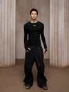 Vintage Baggy Curved Button Wool Sweatpants