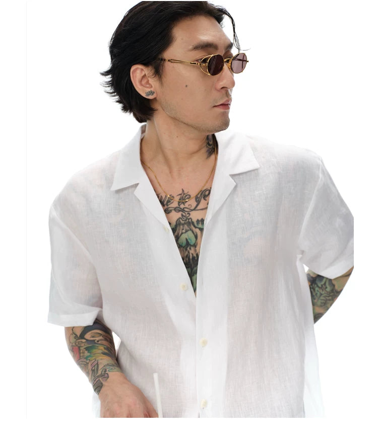 Elegant French Linen Cuban Collar Shirt
