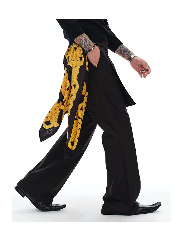 Men's Fake Two-Piece Wool Flare Pants