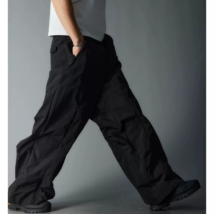 Waterproof Irregular Zippered Baggy Trench Pants