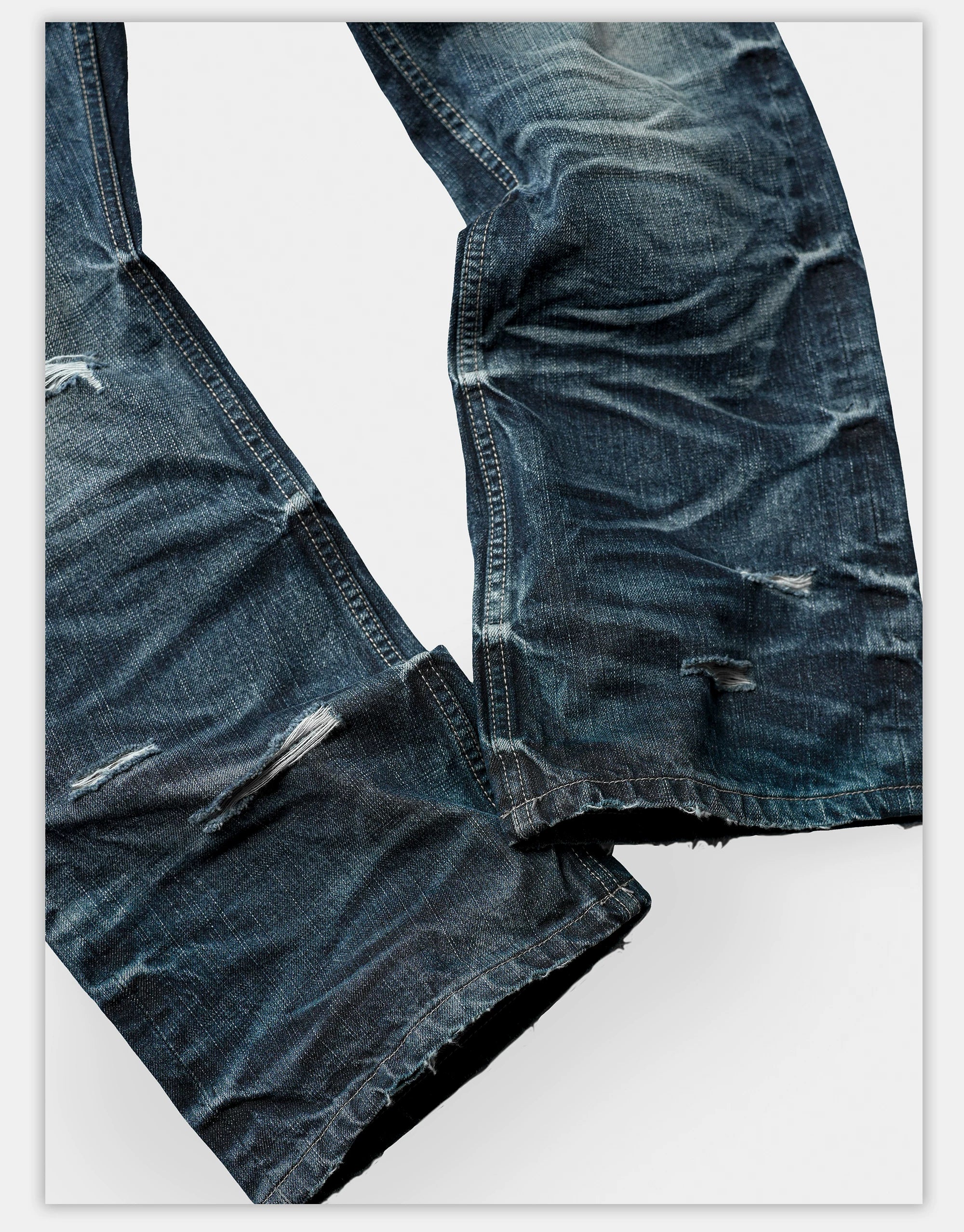 Distressed Red Selvedge Straight Jeans