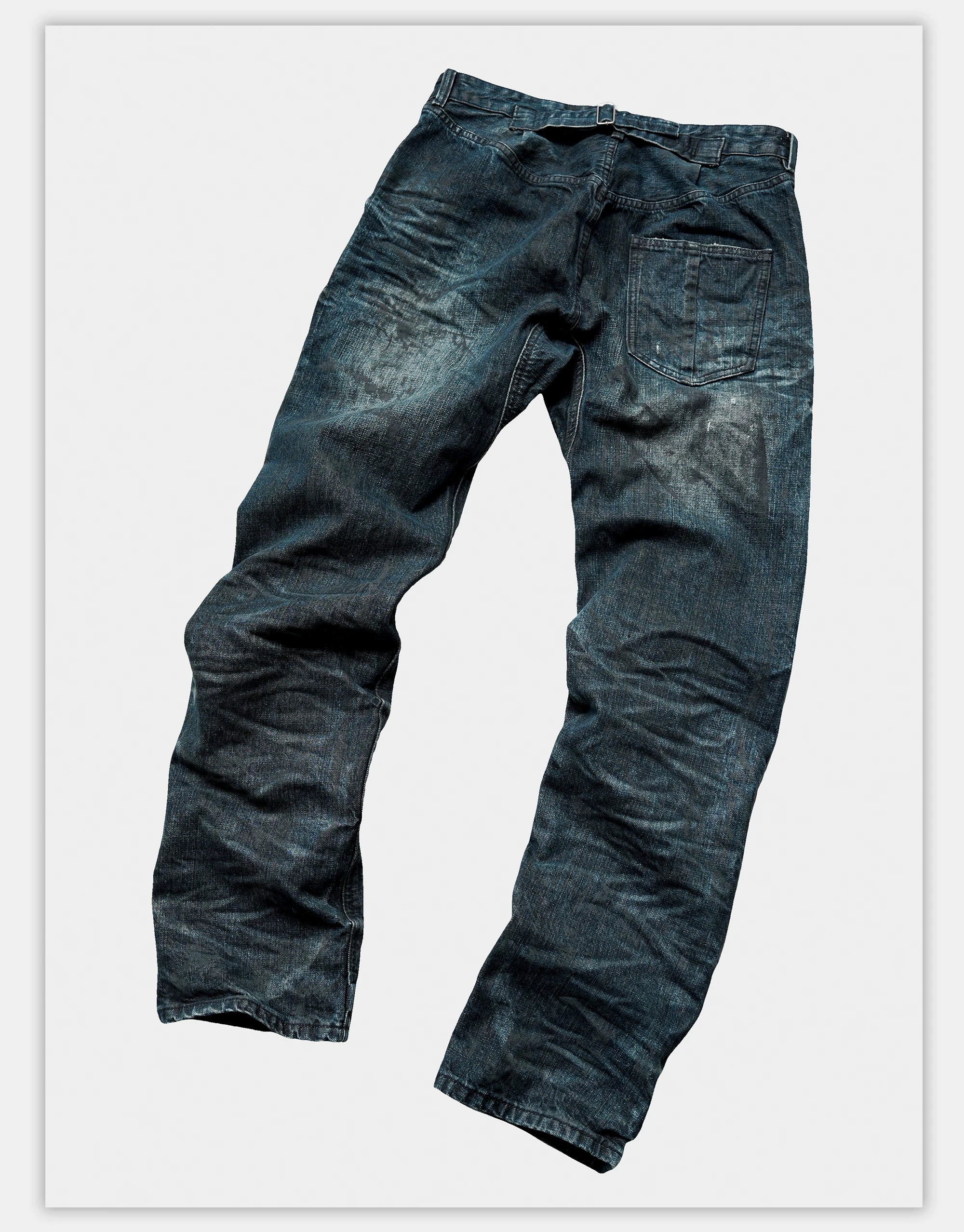 Distressed Washed Blue Straight Leg Jeans
