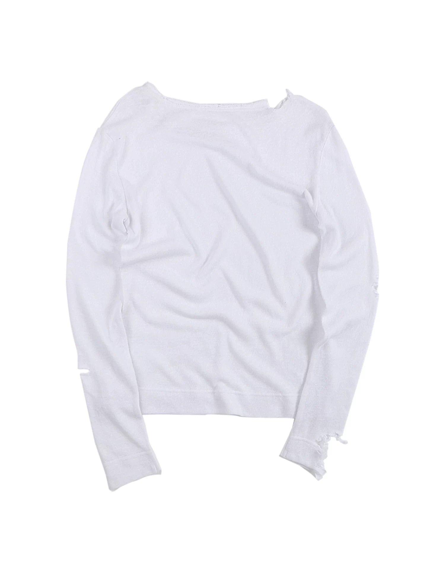 Distressed Button Slim Knit Long-Sleeve Tee