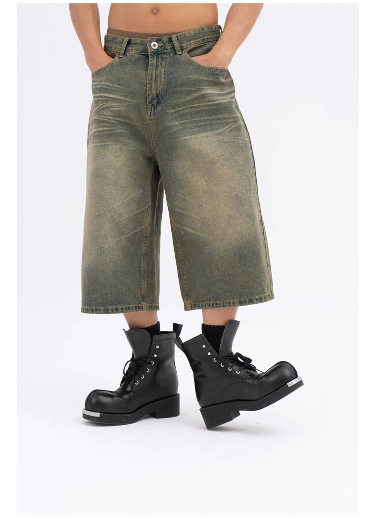 Men's Loose Cropped Denim Shorts