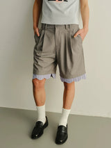 Unisex Striped Lace Wide Leg Shorts