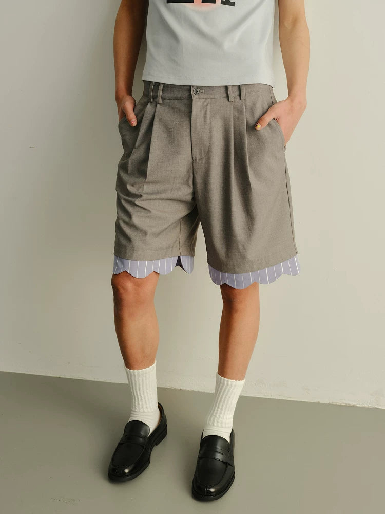 Unisex Striped Lace Wide Leg Shorts