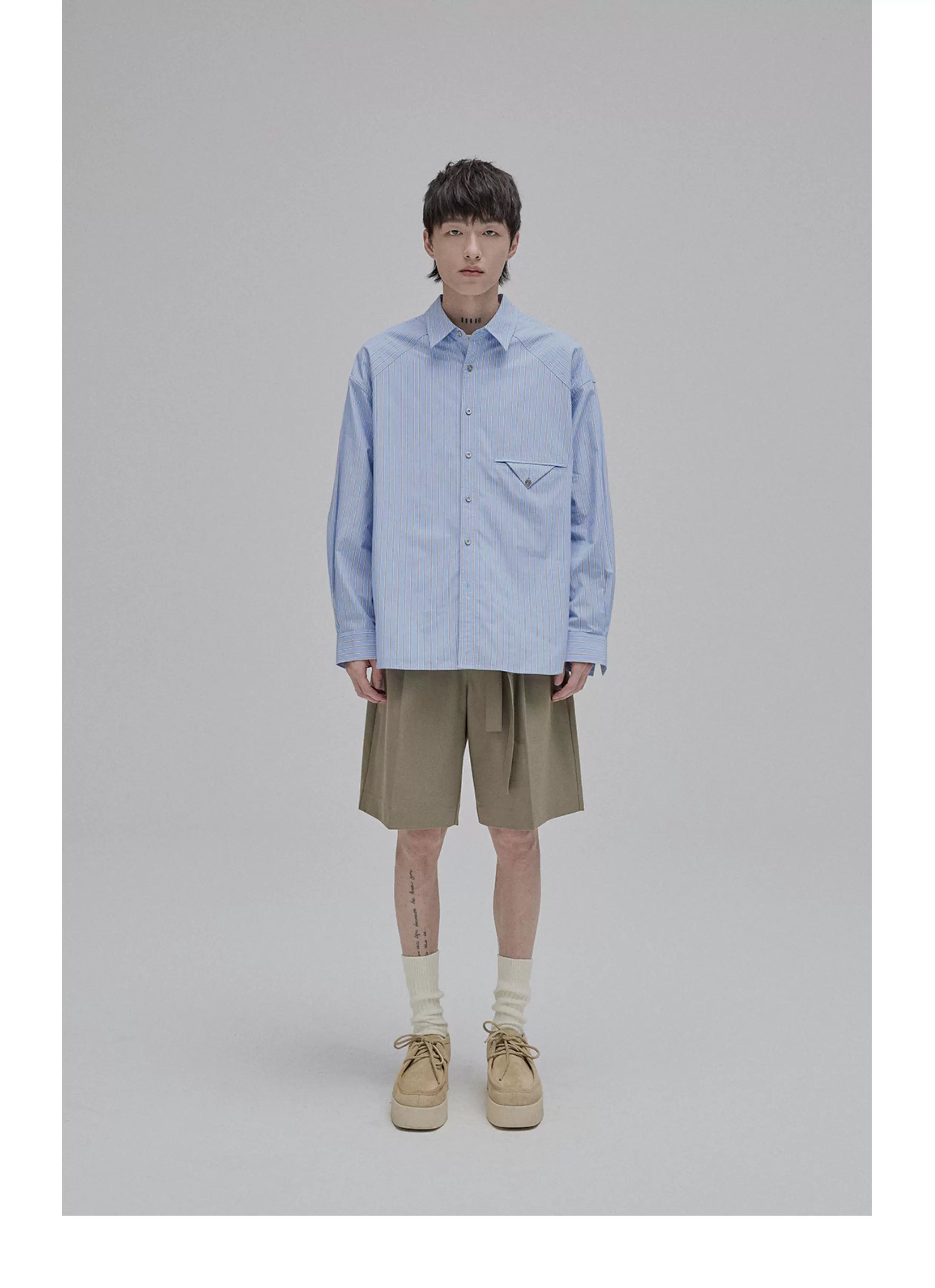Blue White Striped Pocket Shirt