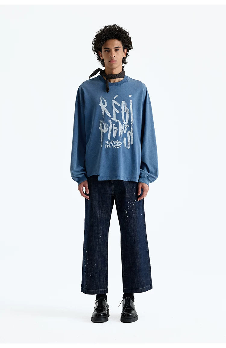 230g Cotton Distressed Letter Print Tee