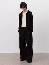 Pick Stitch Polo Collar Knitted Cardigan