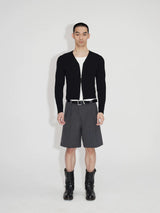 Asymmetric Placket Wool Feel Bermuda Shorts
