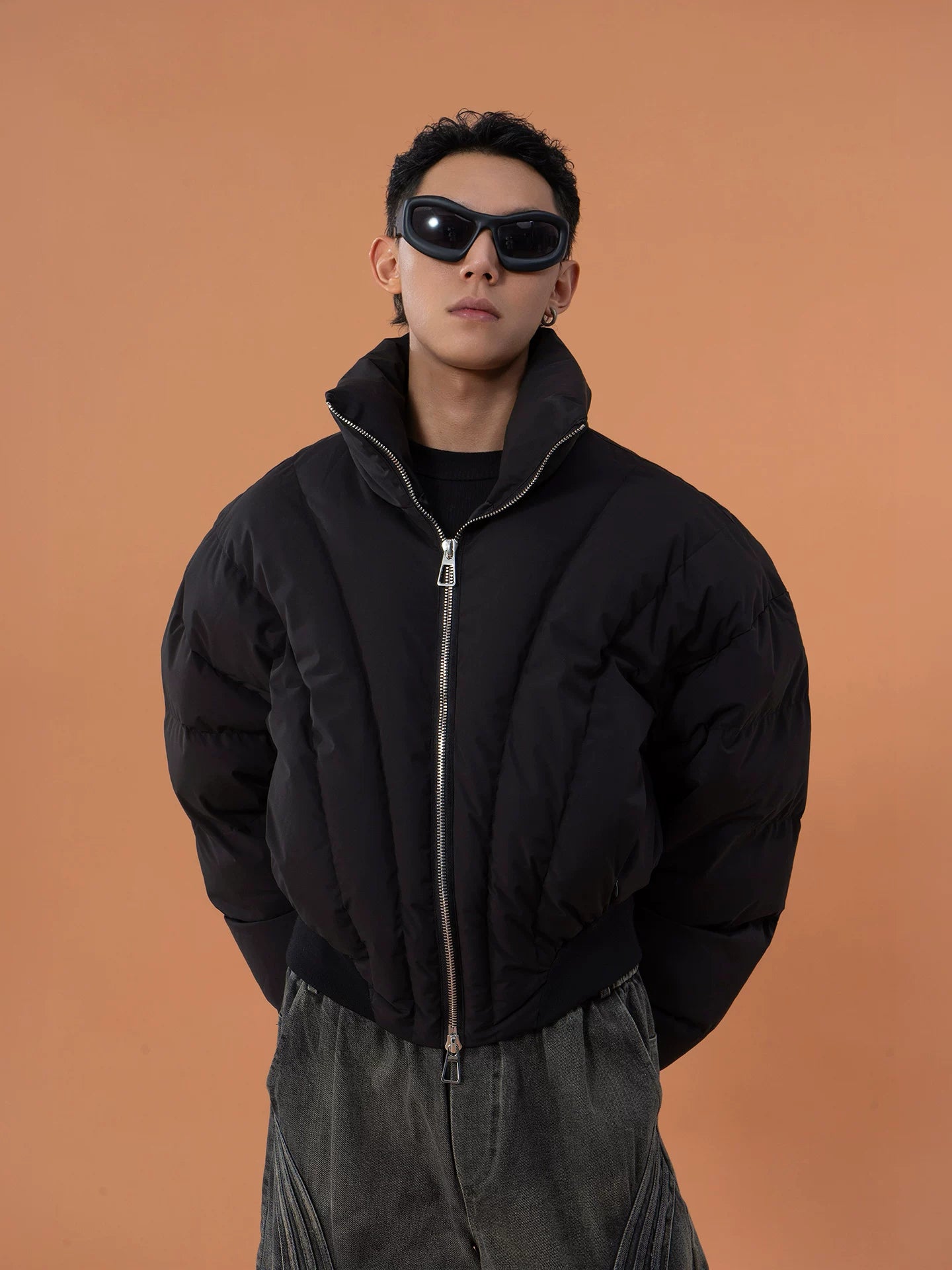 Men's Black Cropped Puffer Jacket