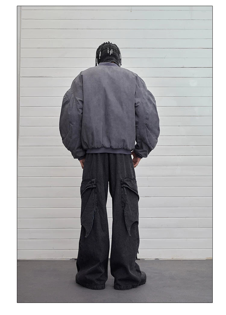 Vintage Deconstructed Washed Wide Leg Jeans