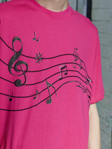 Vintage Pink Cotton Rhinestone Note Tee