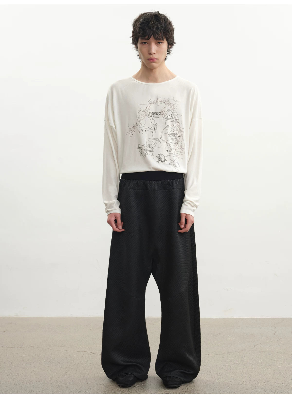 Piano Print Long Sleeve Top