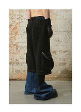Detachable Suede Denim Patchwork Cargo Pants